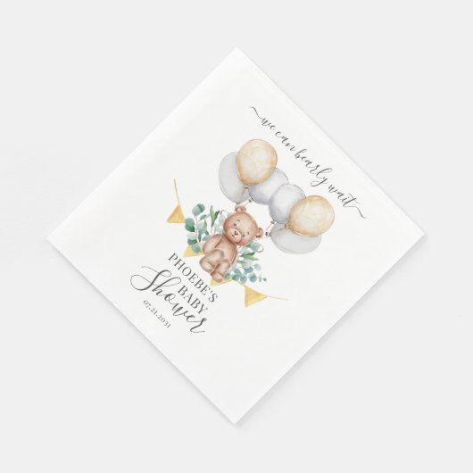 クマ我々は真摯にユーカリ赤ちゃんシャワーを待つことができる スタンダードランチョンナプキン (角)