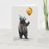 クマ折りグリーティングカード付き誕生日カード サンキューカード (正面)