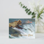 クマ捕獲鮭カトマイ国立公園AK ポストカード (スタンド正面)