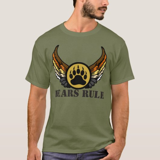 クマ最高 クマプライド フラッグ 翼 クマの手 Tシャツ (正面)