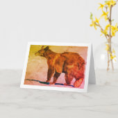 クマ歩く遠くに水彩画E.Mashkina カード (黄色い花)