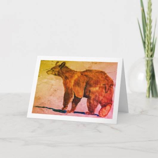 クマ歩く遠くに水彩画E.Mashkina カード (正面)