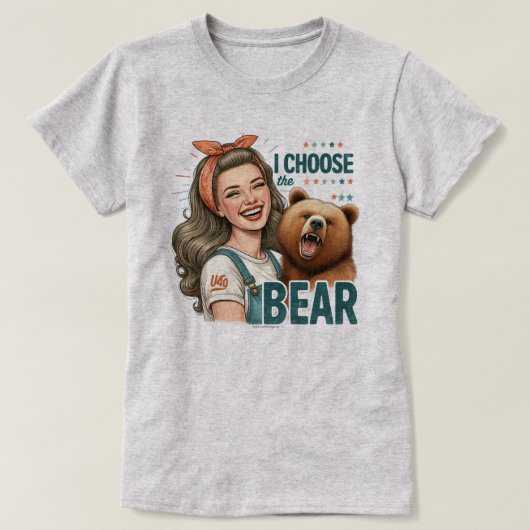 クマ派のレトロガールTシャツ Tシャツ (デザイン正面)
