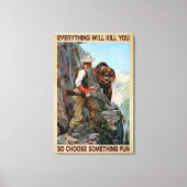 クマ狩りので何かを選択おもしろいポスターのキャンバス キャンバスプリント (正面)