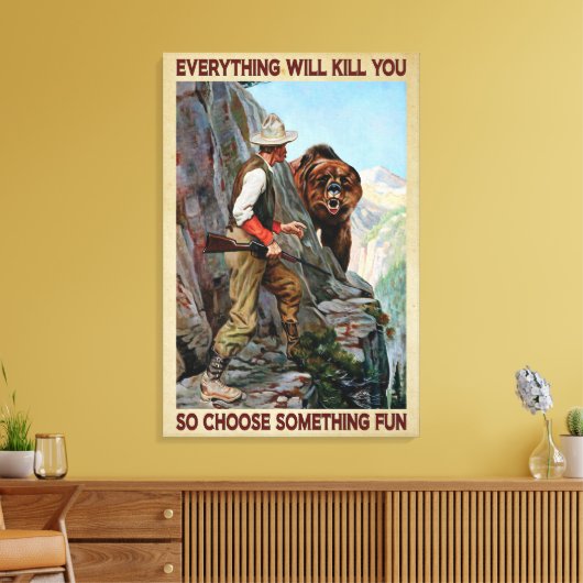 クマ狩りので何かを選択おもしろいポスターのキャンバス キャンバスプリント (インサイチュ (リビング))