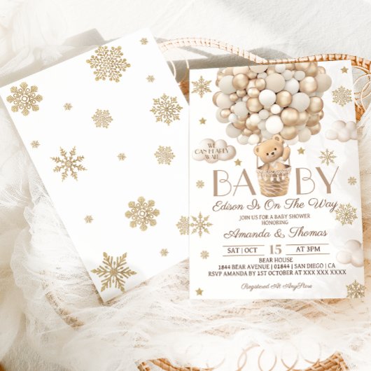 クマ真冬の赤ちゃんシャワーを待つ 招待状