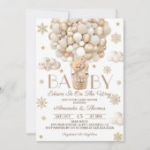 クマ真冬の赤ちゃんシャワーを待つ 招待状 (正面)