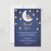 クマ眠る愛あなたを月のバックベビーシャワー サンキューカード (正面)