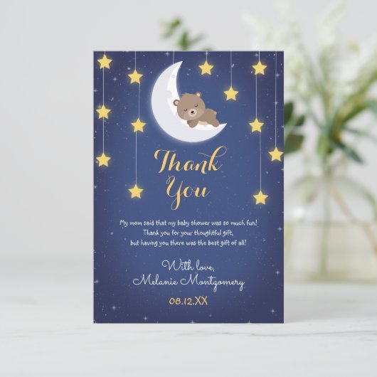 クマ眠る愛あなたを月のバックベビーシャワー サンキューカード (スタンド正面)