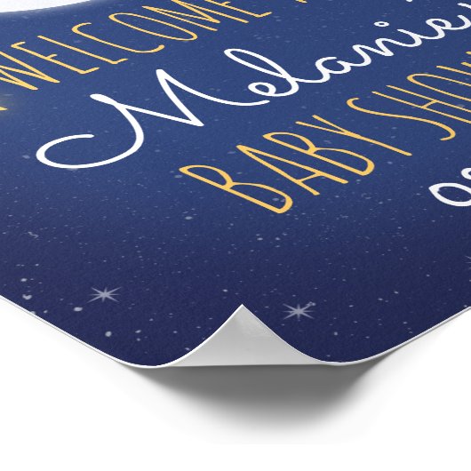 クマ眠る愛あなたを月のバックベビーシャワー ポスター (角)