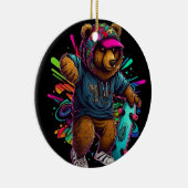 クマ着用フード付きスウェットシャツ保持スケートボード セラミックオーナメント (右)