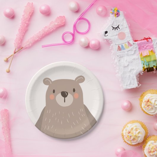 クマ紙プレート赤ちゃんシャワー森林動物 ペーパープレート (パーティー)