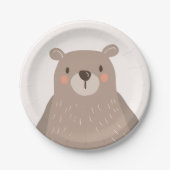クマ紙プレート赤ちゃんシャワー森林動物 ペーパープレート (正面)