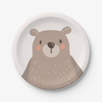 クマ紙プレート赤ちゃんシャワー森林動物
