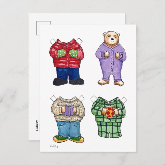 クマ紙人形はがき ポストカード (正面/裏面)