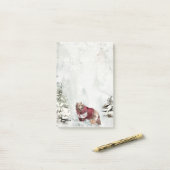 クマ素朴の冬の雪景色 ポストイット (デスク上)