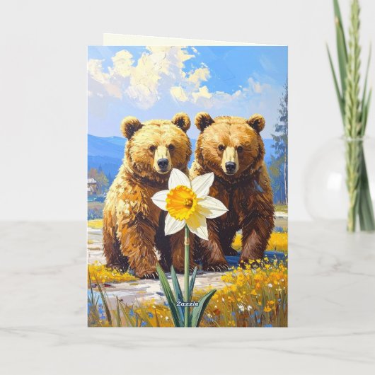 クマ素朴カップルDaffodil 10thの結婚アニヴ。 カード (裏面)