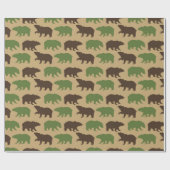 クマ素朴パターン ラッピングペーパー (フラット)