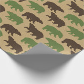 クマ素朴パターン ラッピングペーパー (角)