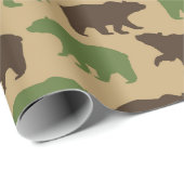 クマ素朴パターン ラッピングペーパー (ロールコーナー)