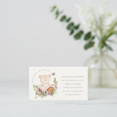 クマ花籠ピンク表示シャワー赤ちゃんシャワー エンクロージャーカード (スタンド正面)