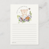 クマ花籠ブルーアドバイスマムベイビーシャワー エンクロージャーカード (正面)