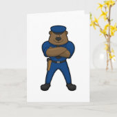 クマ警官 カード (黄色い花)