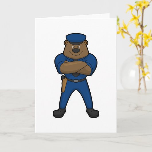クマ警官 カード (黄色い花)