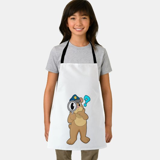 クマ警察官の虫眼鏡 エプロン (インサイチュ)