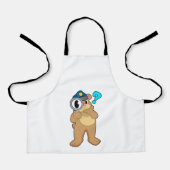 クマ警察官の虫眼鏡 エプロン (正面)