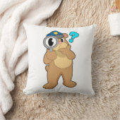 クマ警察官の虫眼鏡 クッション (ブランケット)