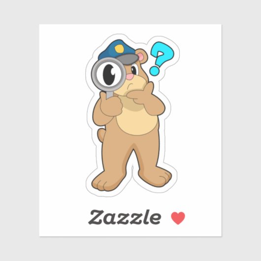 クマ警察官の虫眼鏡 シール (シート)