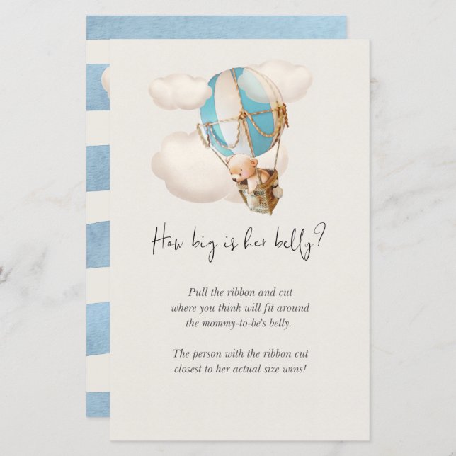 クマ赤ちゃんシャワーのゲーム – 彼女の腹はどれくらい大きい？ (正面/裏面)