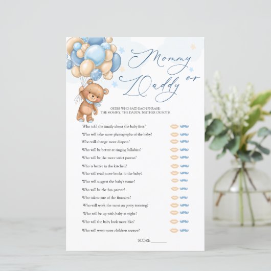 クマ赤ちゃんシャワーゲーム誰がママまたはパパ (スタンド正面)