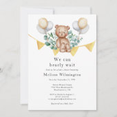 クマ赤ちゃんシャワーユーカリウッドランド動物 招待状 (正面)