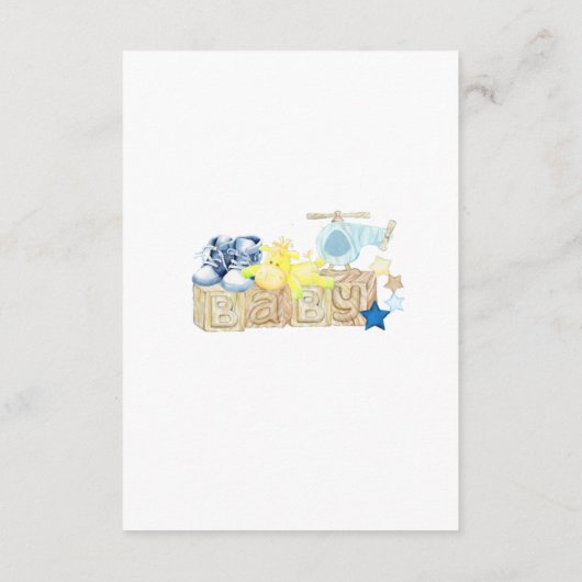 クマ赤ちゃんシャワー少年おむつラッフル エンクロージャーカード (裏面)