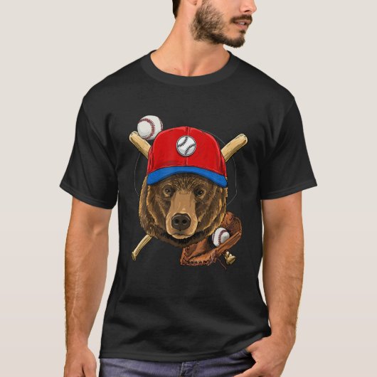 クマ野球好き野球選手 Tシャツ (正面)