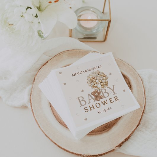 クマ金ゴールドバルーン赤ちゃんシャワー スタンダードカクテルナプキン