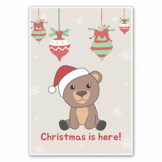 クマ陽気なクリスマス冬の動物はステッカーを付ける シール (正面)