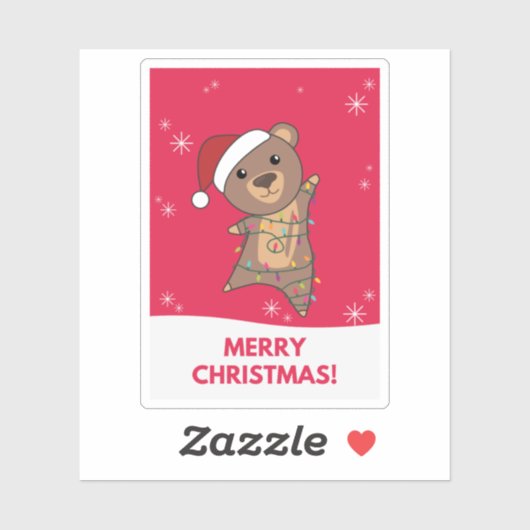 クマ陽気なクリスマス冬の動物はステッカーを付ける シール (シート)