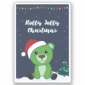 クマ陽気なクリスマス冬の動物はステッカーを付ける シール (正面)