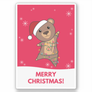 クマ陽気なクリスマス冬の動物はステッカーを付ける シール