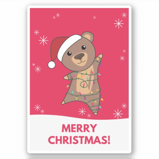 クマ陽気なクリスマス冬の動物はステッカーを付ける シール (正面)