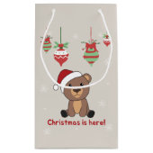 クマ陽気なクリスマス冬の動物は小さなギを負担 スモールペーパーバッグ (裏面)