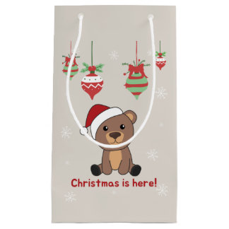 クマ陽気なクリスマス冬の動物は小さなギを負担 スモールペーパーバッグ