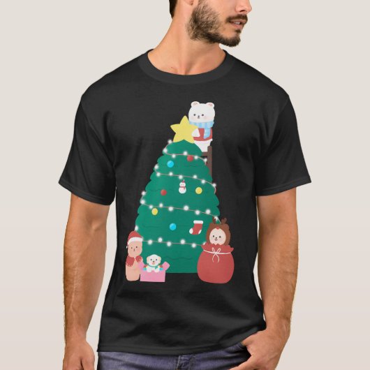 クマ集団アットクリスマス Tシャツ (正面)