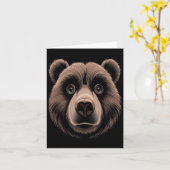クマ顔ハロウィーンの衣装ブラウンクマ動物の子供 カード (黄色い花)