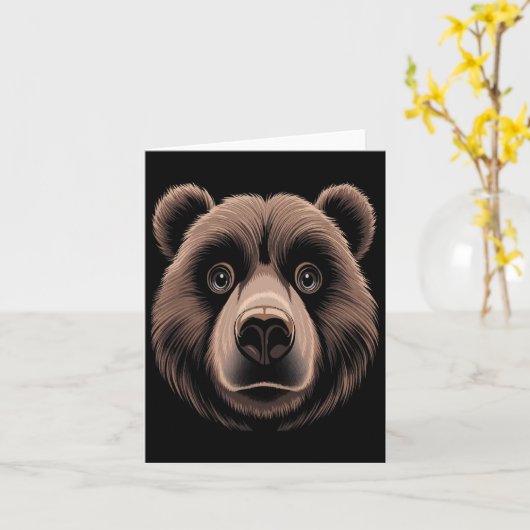 クマ顔ハロウィーンの衣装ブラウンクマ動物の子供 カード (黄色い花)