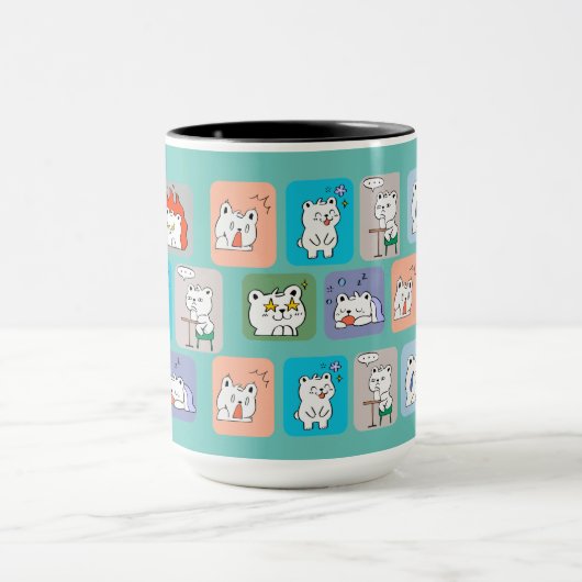 クマ顔模様 マグカップ (中央)