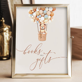 クマ風船の本とギフト赤ちゃんシャワーのサイン フォトプリント